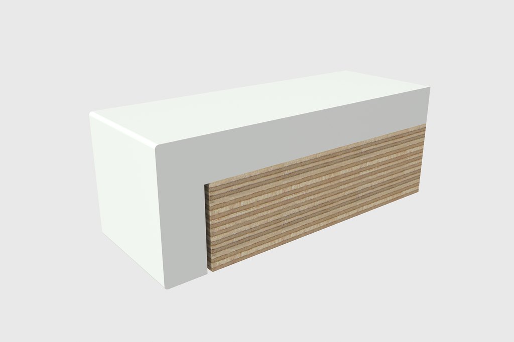 Square edge profile render, Corian® Solid Surface